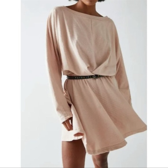 Free People Beach Santa Maria Mini Dress Women's SMALL Light Pink Boho Preppy - Picture 1 of 10